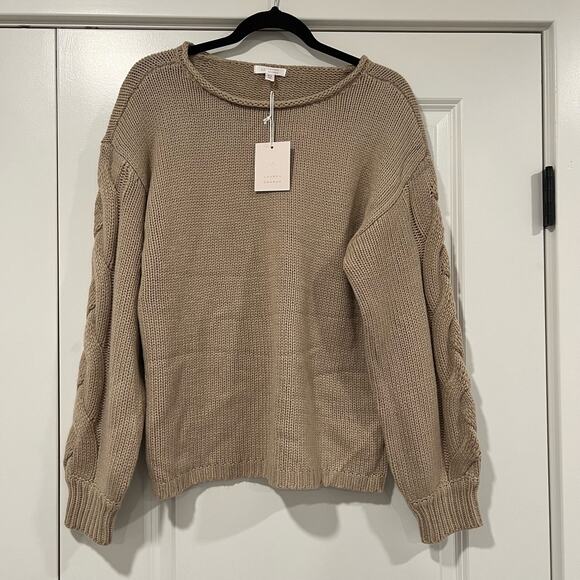 NWT Lauren Conrad Women's Chunky Knit Long Sleeve Tan‎ Sweater Size XS - Picture 1 of 9